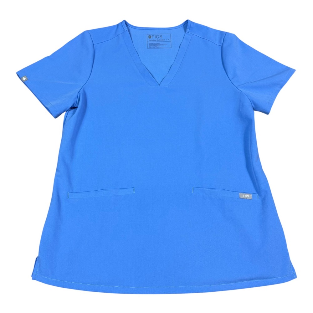 Figs Technical Collection Casma Blue Scrub Top Medical Women's Medium